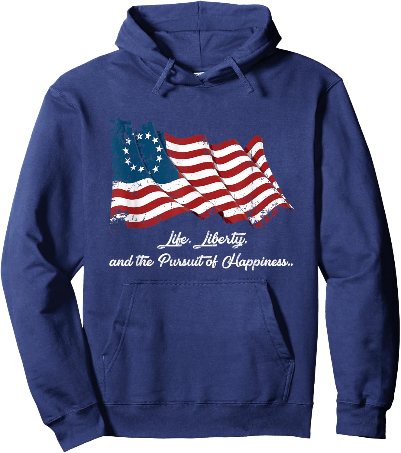 Betsy Ross Life Liberty and the Pursuit of Happiness Flag Hoodie - Hoodie | Navy