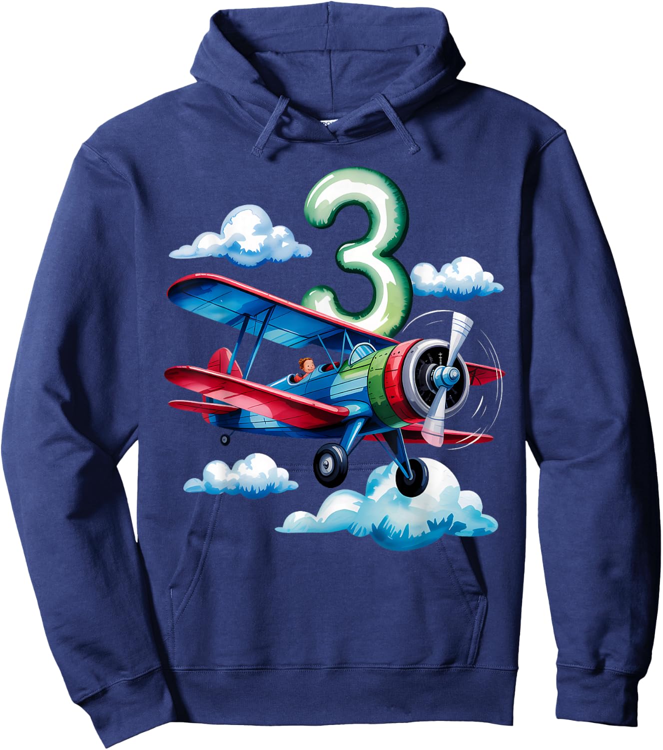 3rd Birthday Boys Airplane Pilot 3 Year Old Boy Hoodie - Hoodie | Navy