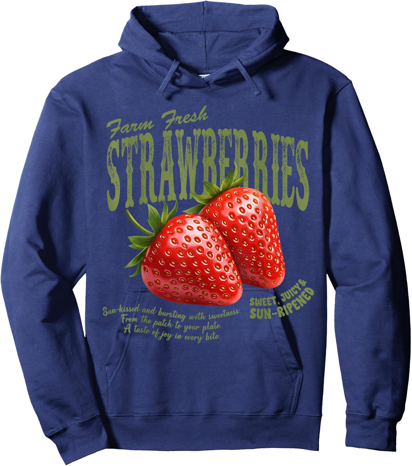 Farm Fresh Strawberries Retro Farmer Market Summer Lover Hoodie - Hoodie | Navy