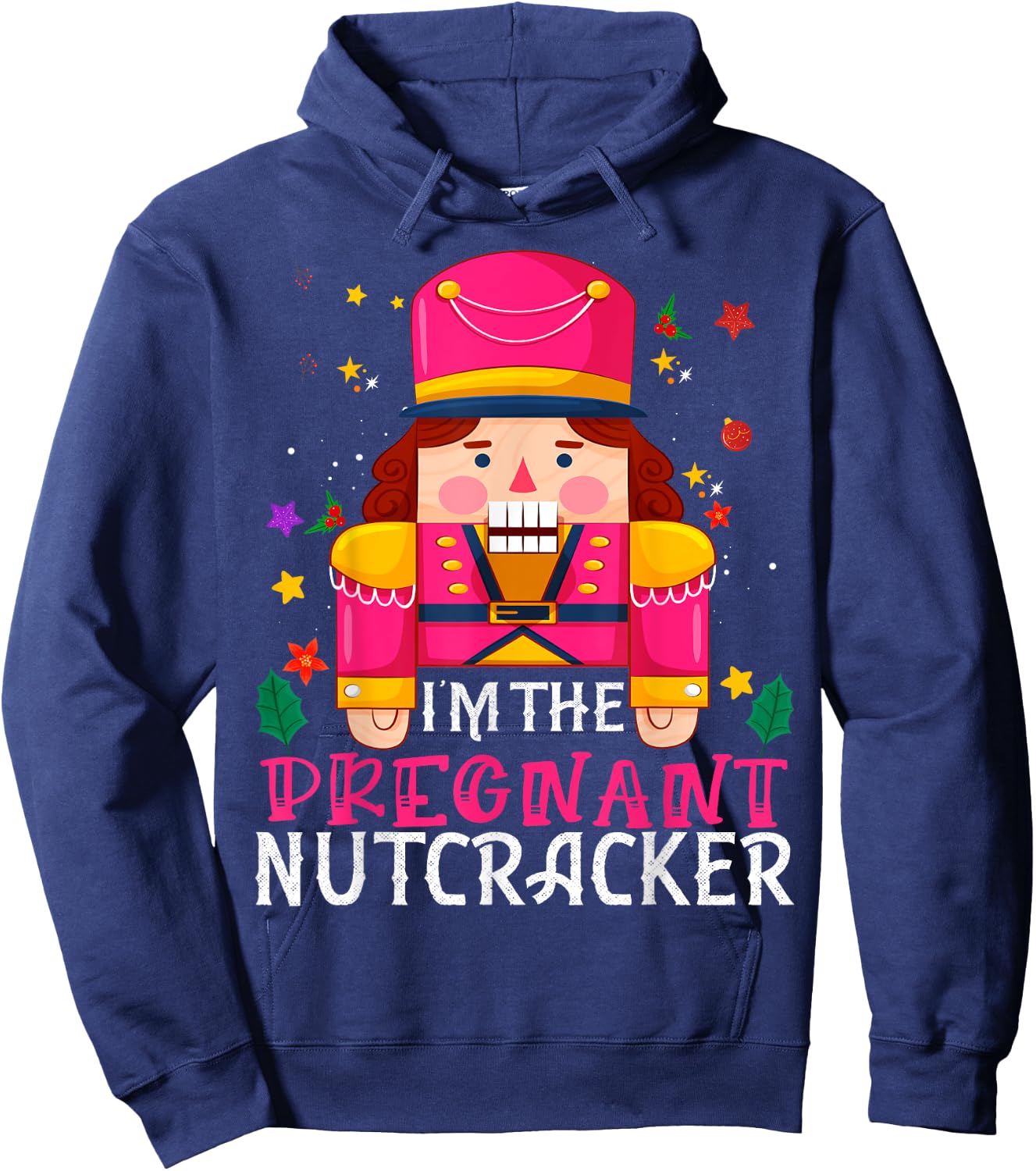 Pregnant Nutcracker Matching Family Group Christmas Party Pj Hoodie - Hoodie | Navy