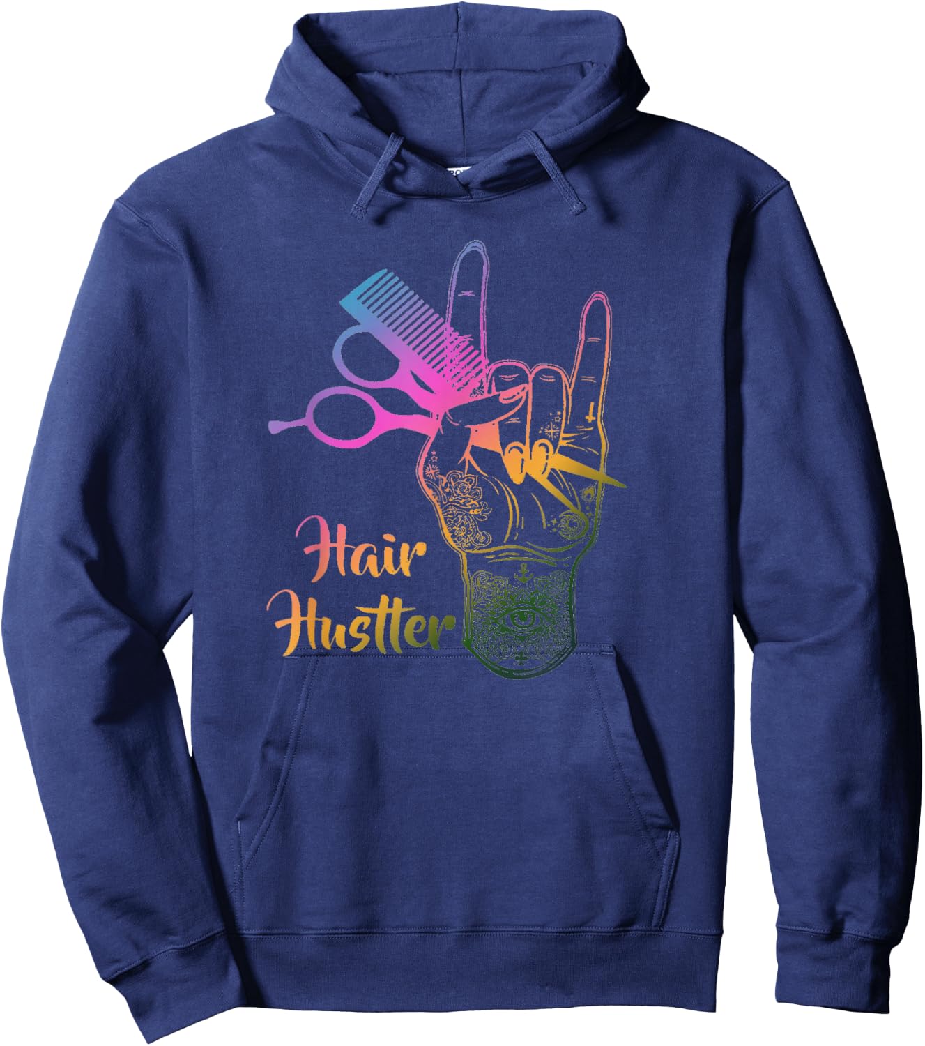 Hair Hustler Funny Hairstylist Barber Salon Stylist Hoodie - Hoodie | Navy