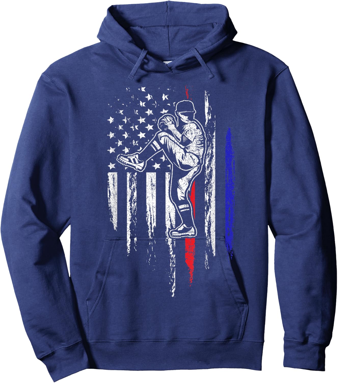 Baseball American Flag Pitcher USA Pitching 4th of July Gift Hoodie - Hoodie | Navy