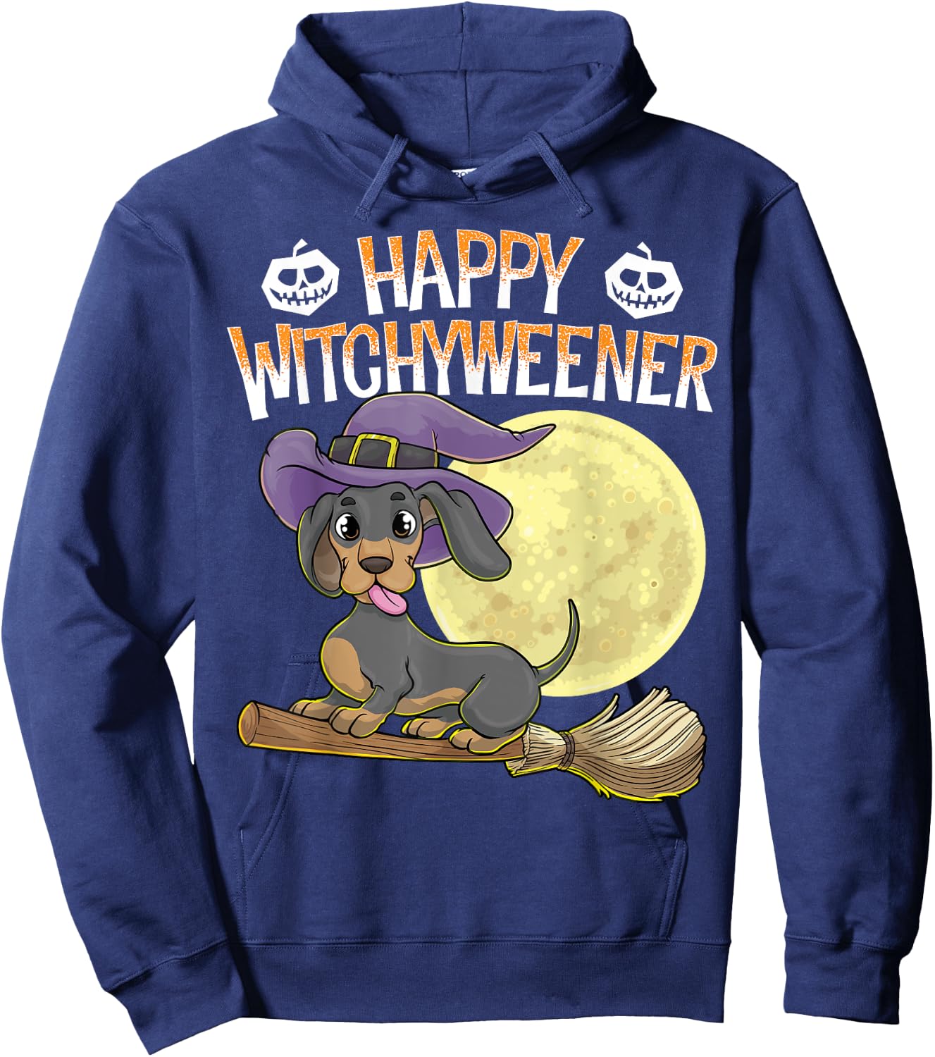 Happy Witchyweener Halloween Dachshund Witch Wiener Dog Men Women Kids Hoodie - Hoodie | Navy