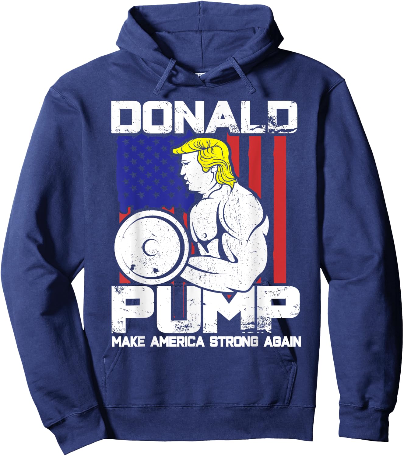 Funny Donald Trump Weight Lifting Workout Gym Hoodie - Hoodie | Navy