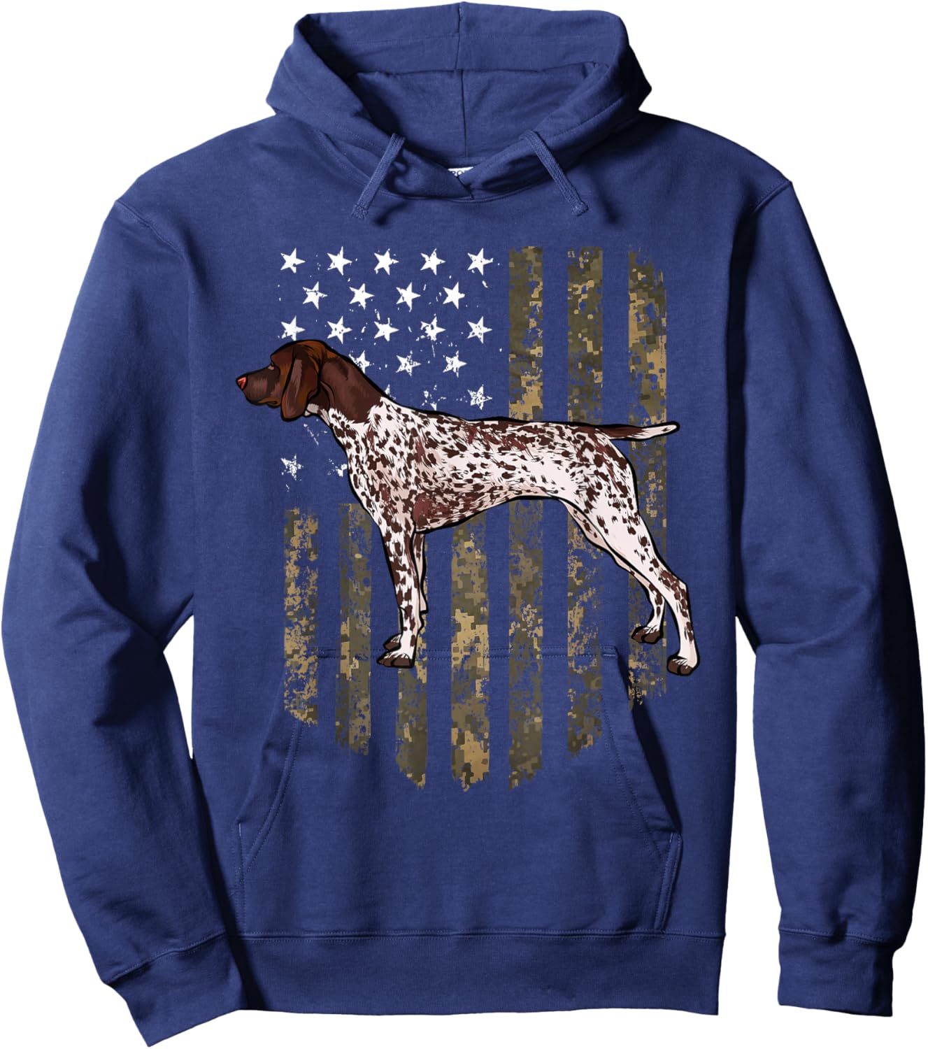 Camo American Flag German Shorthaired Pointer 4th of July Hoodie - Hoodie | Navy