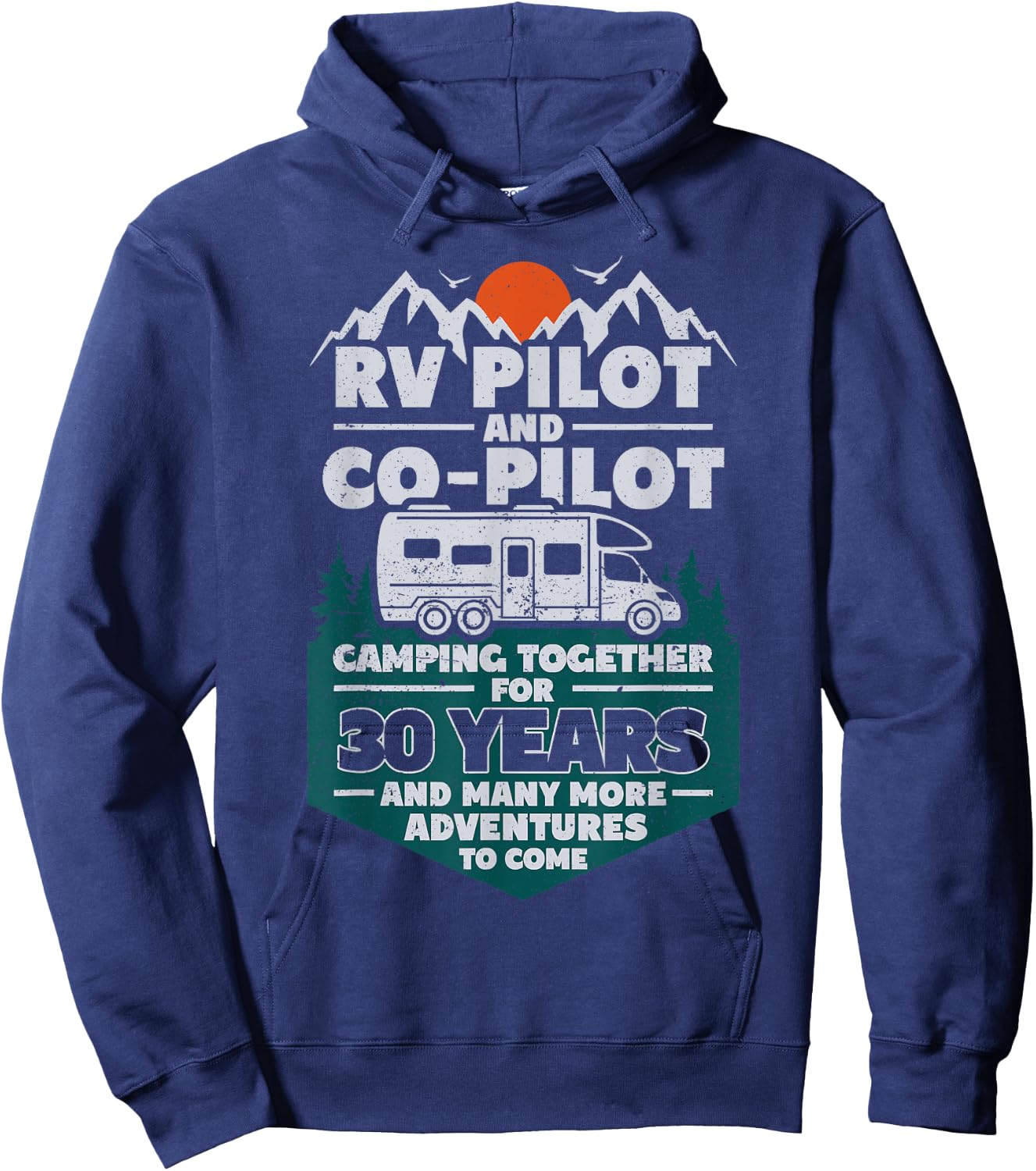 30 Years Married RV Camping 30th Wedding Anniversary Camper Hoodie - Hoodie | Navy