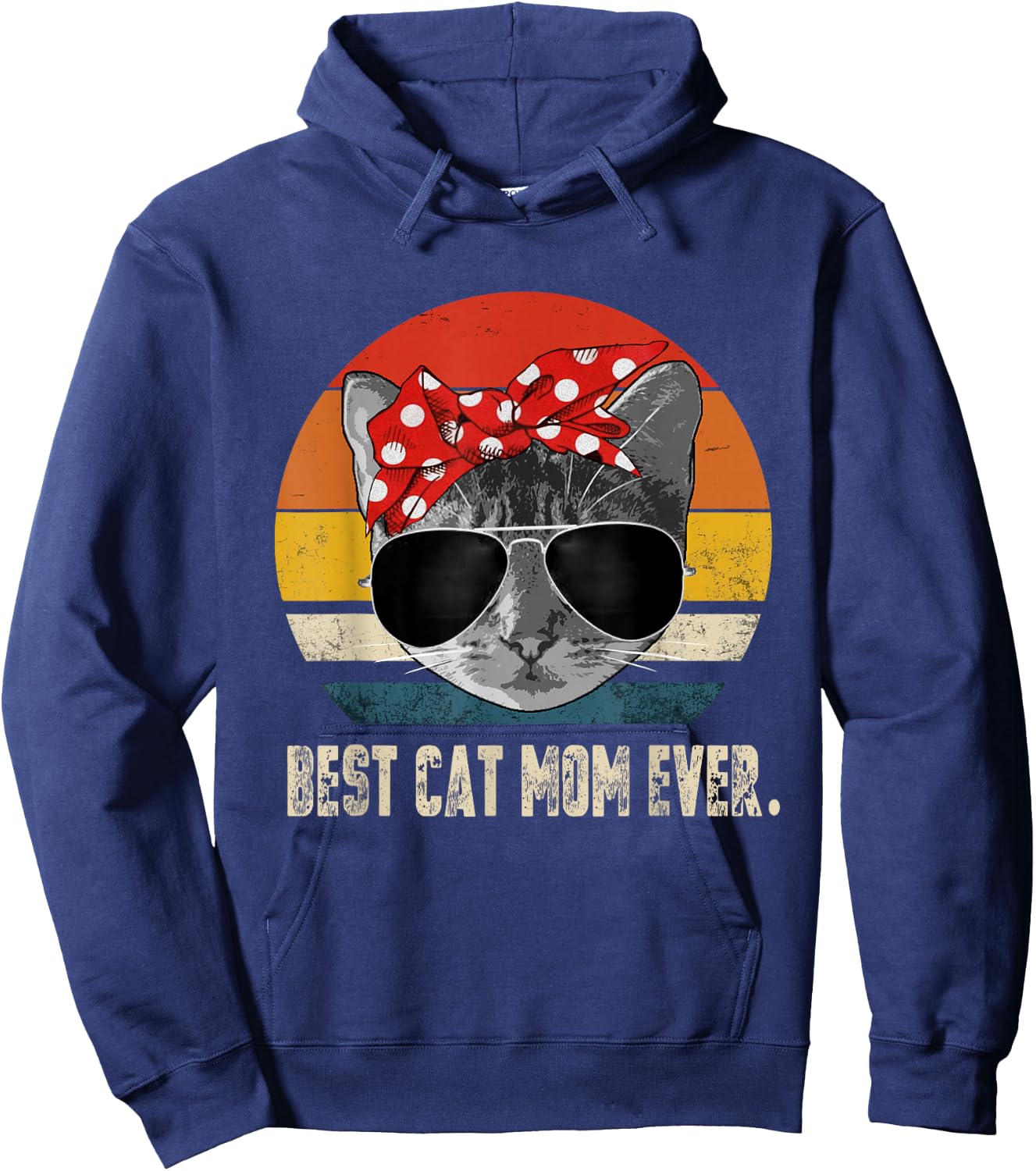 Best Cat Mom Ever Vintage Retro Cat Mommy Cat Mother Hoodie - Hoodie | Navy