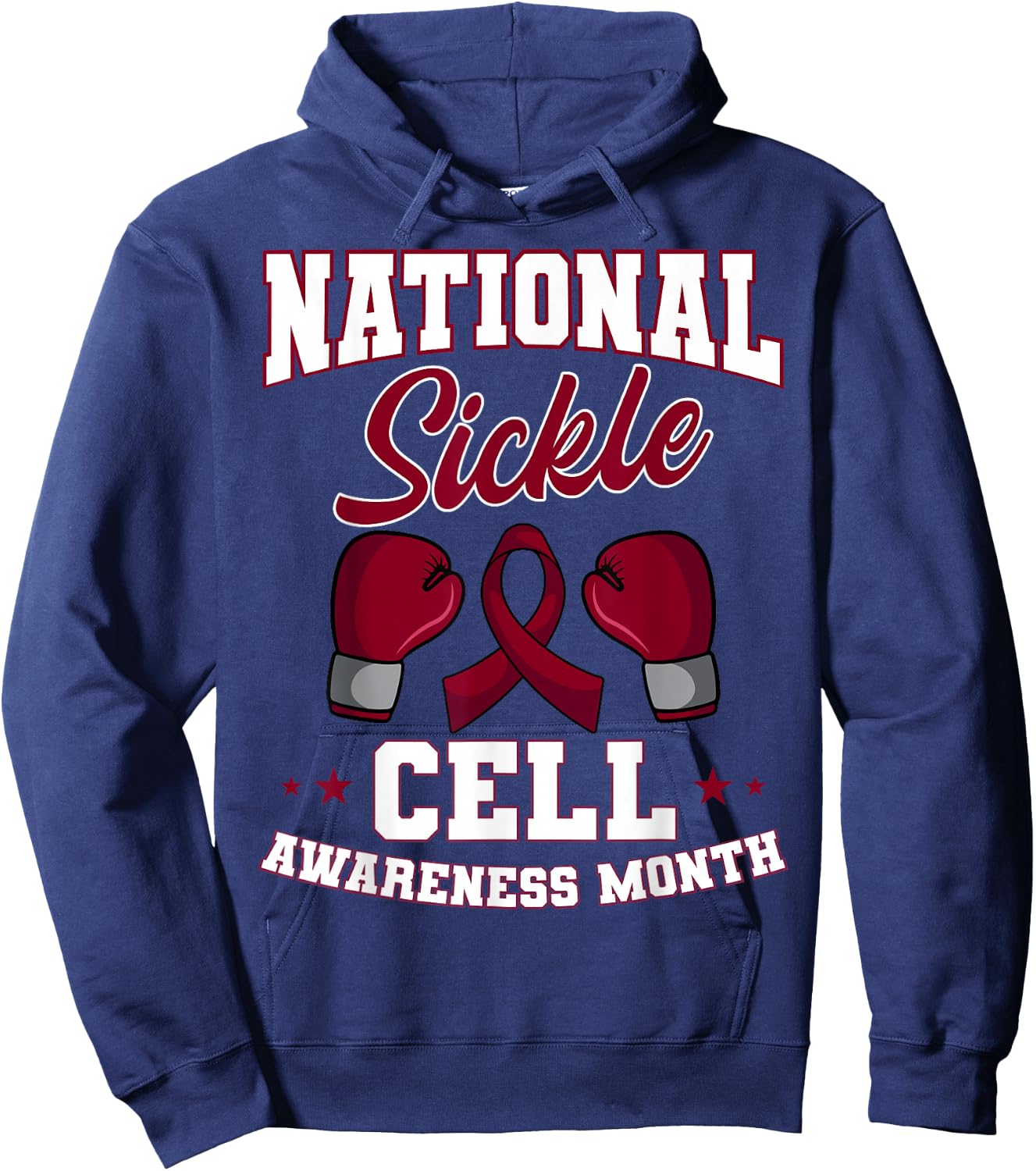 Sickle Cell Disease SCD Warrior Burgundy Awareness Ribbon Hoodie - Hoodie | Navy
