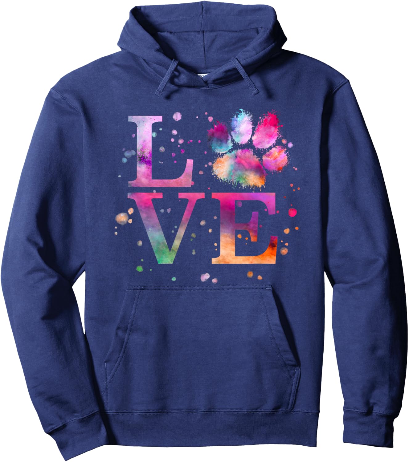 Love Dog Paw Print Colorful National Animal Shelter Week Hoodie - Hoodie | Navy