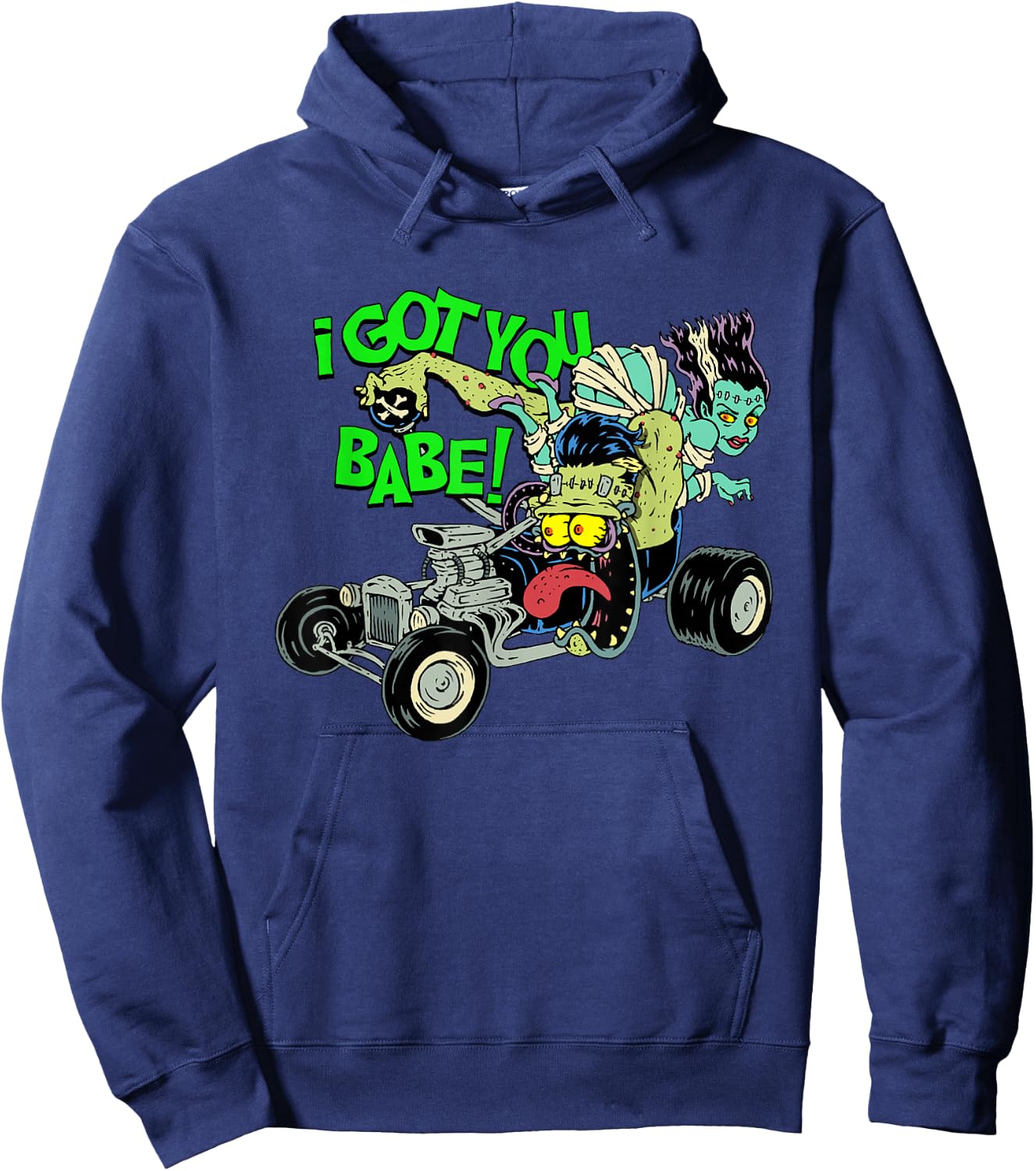 Hot Rod Gasser Frankenstein Monster Car Dragster Bride Mum Hoodie - Hoodie | Navy