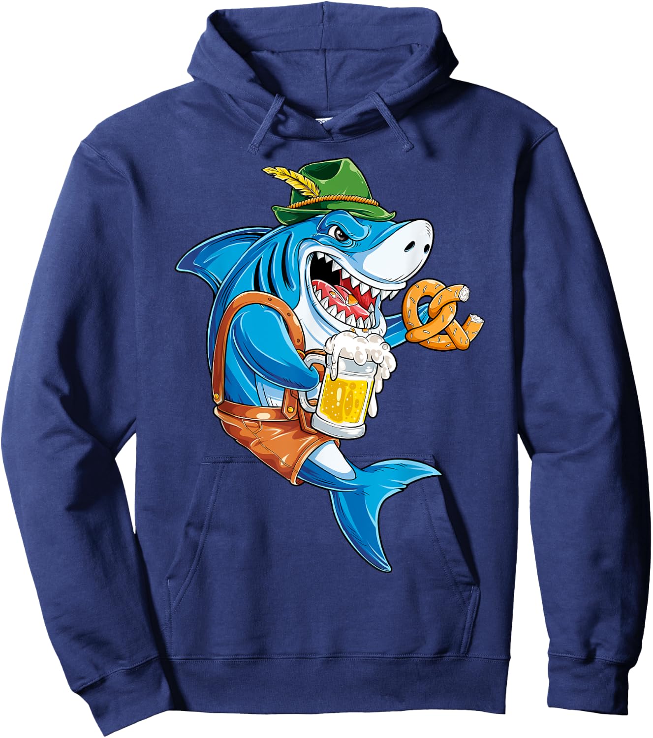 Shark Oktoberfest Lederhosen Costume Men Jawsome Beer Fest Hoodie - Hoodie | Navy