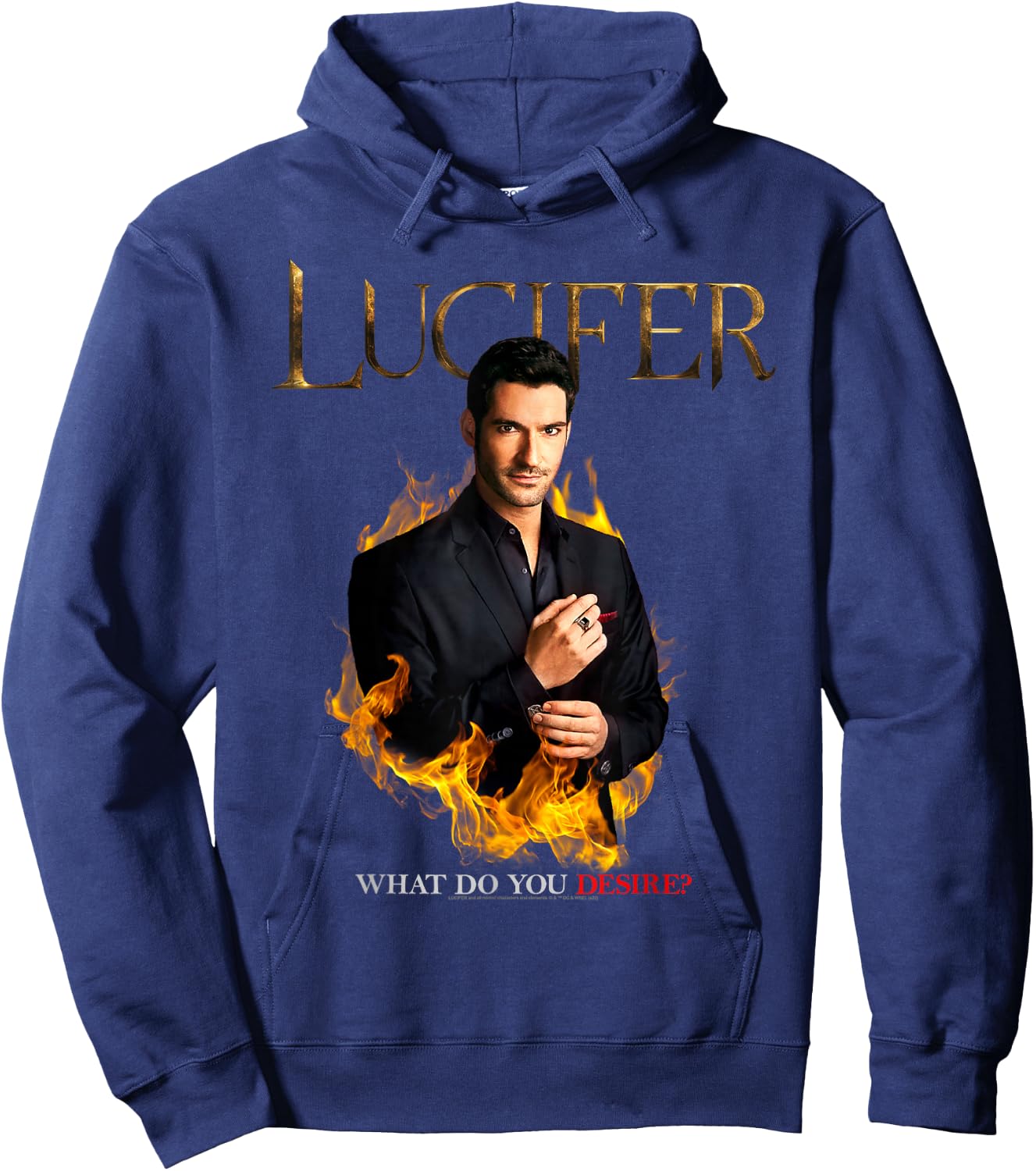 Lucifer What Do You Desire? Small Hoodie - Hoodie | Navy