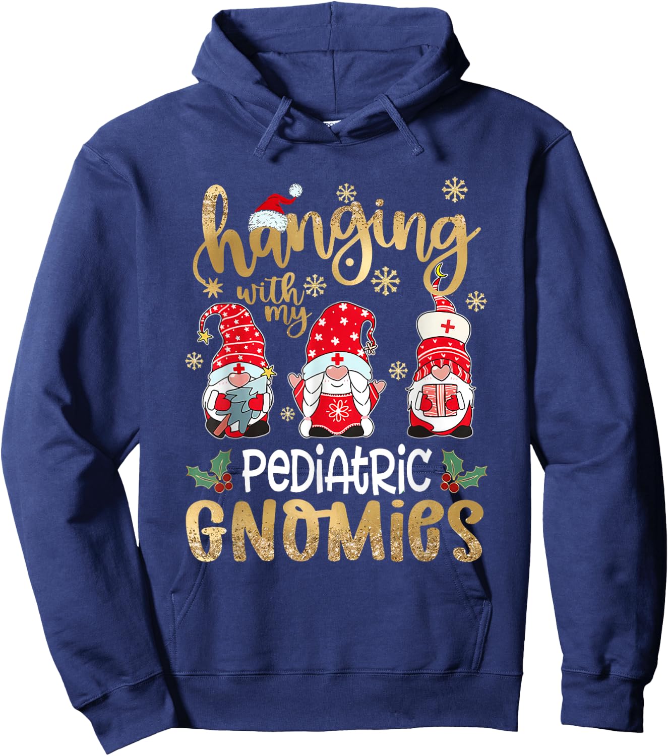 Hanging With My Pediatric Gnomies Nurse Christmas Santa Hat Hoodie - Hoodie | Navy