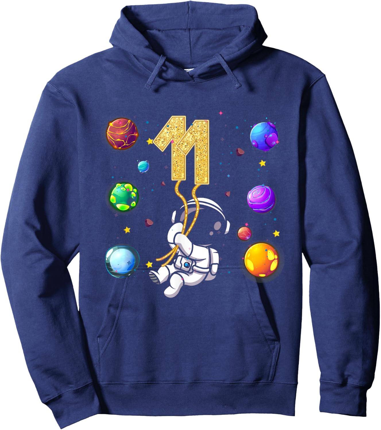 Outer 11 Years Old 11th Birthday Astronaut Space Boys Hoodie - Hoodie | Navy