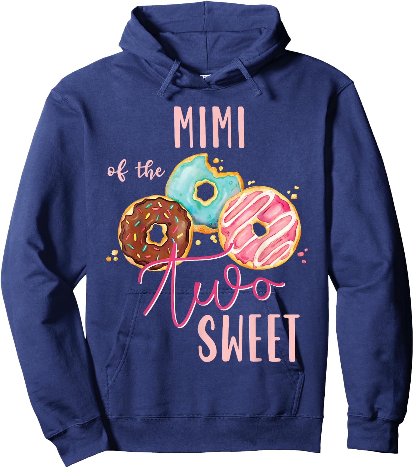 Mimi Sweet Two Donut Birthday Party Theme Girl Hoodie - Hoodie | Navy