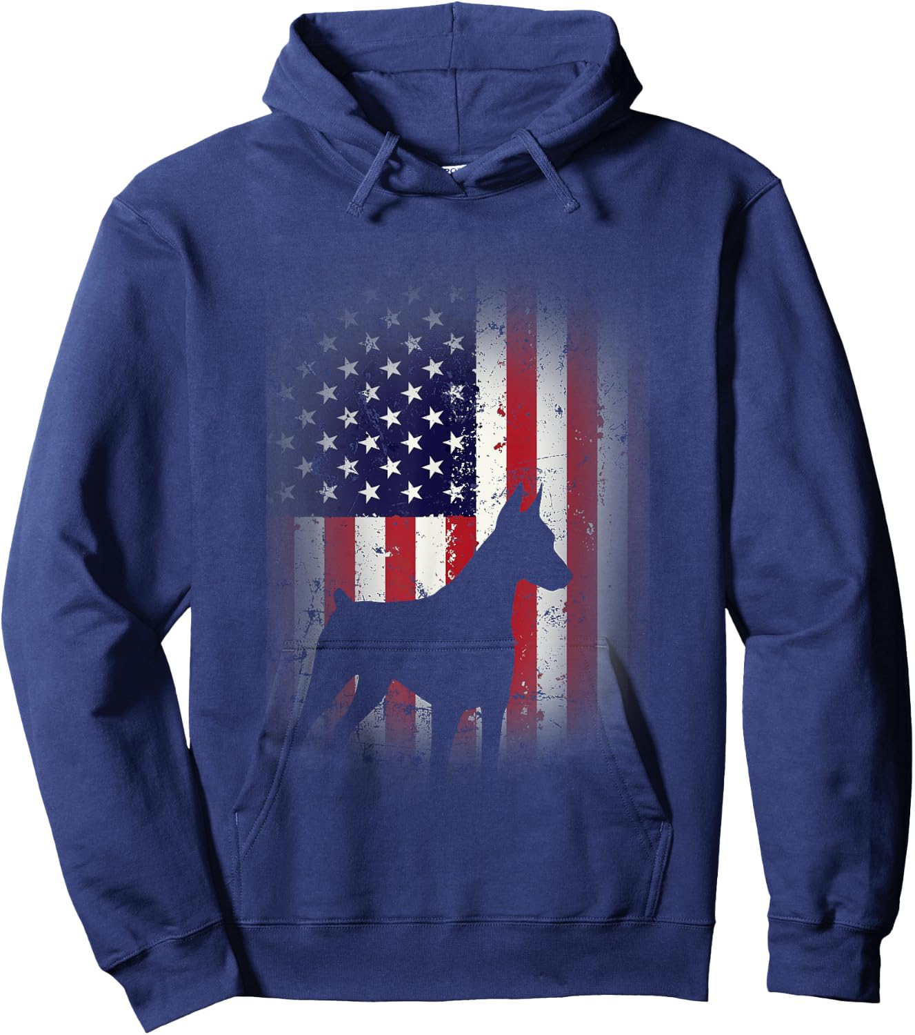 Funny Doberman Pinscher Art Women Doberman US Flag Hoodie - Hoodie | Navy