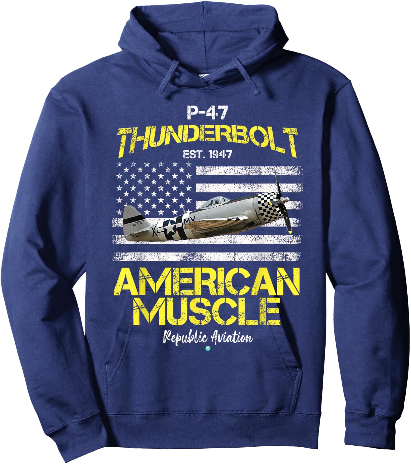 P-47 Thunderbolt WWII Airplane American Muscle Gift Hoodie - Hoodie | Navy