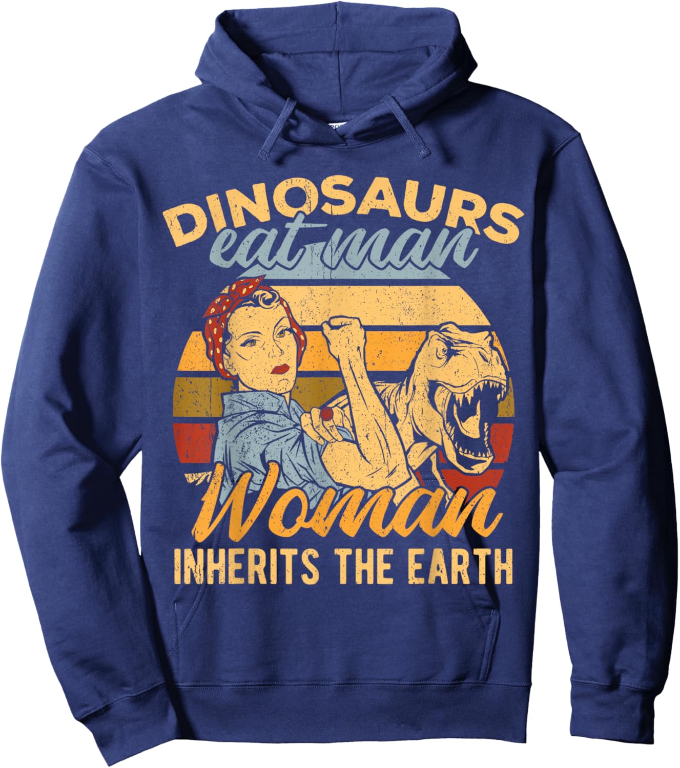 Dinosaurs eat man woman inherits the earth - hunt maid frill Hoodie - Hoodie | Navy