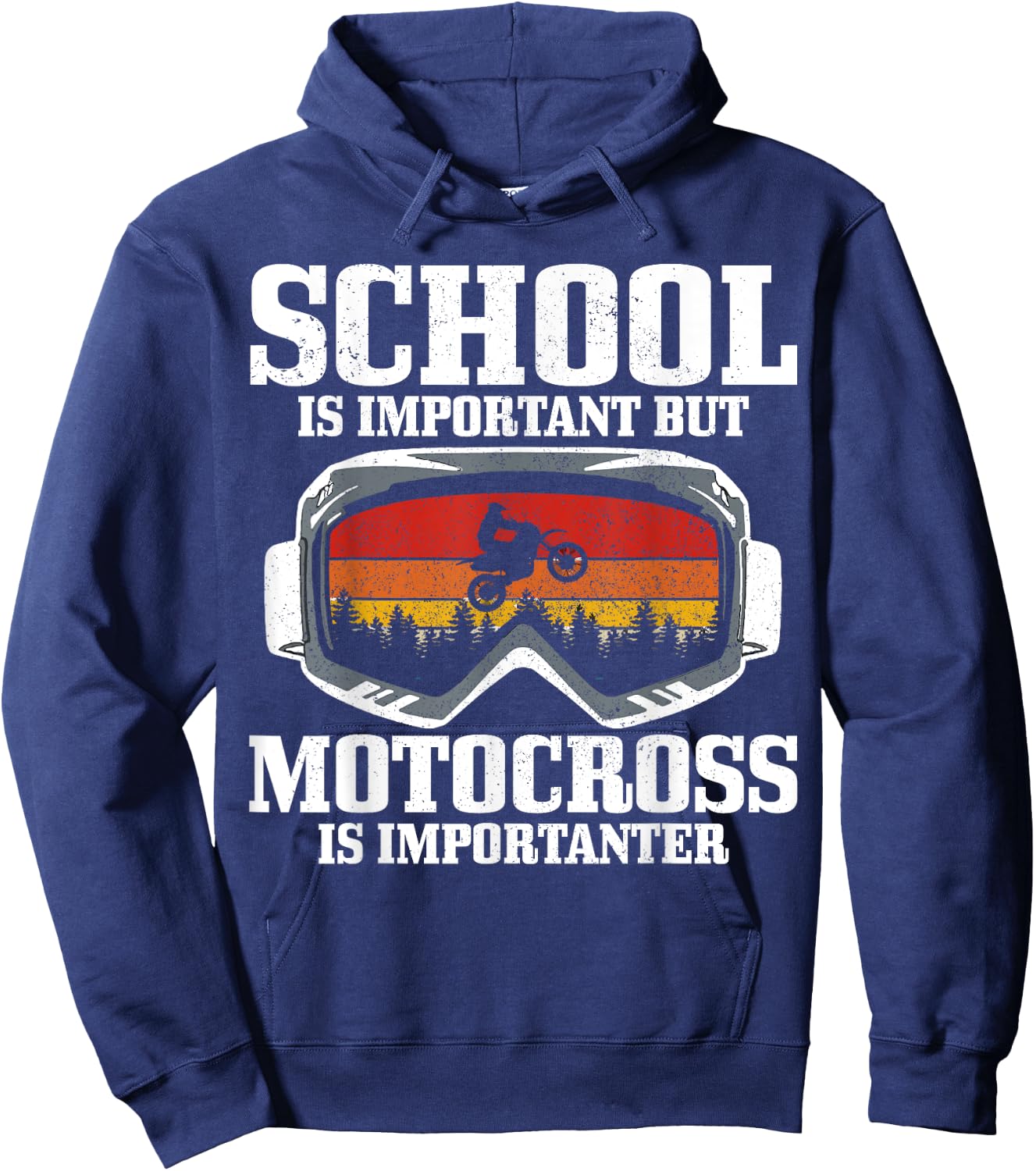 School Is Important But Motocross Is Importanter Dirt Bike Hoodie - Hoodie | Navy