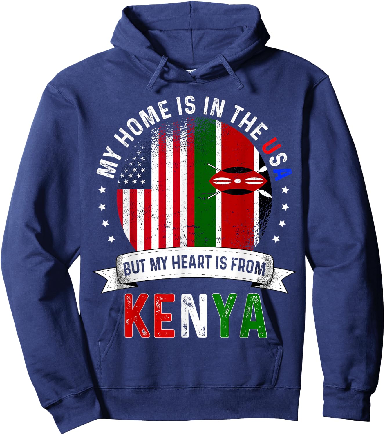 kenyan American Patriot Heart is from kenya Flag Hoodie - Hoodie | Navy