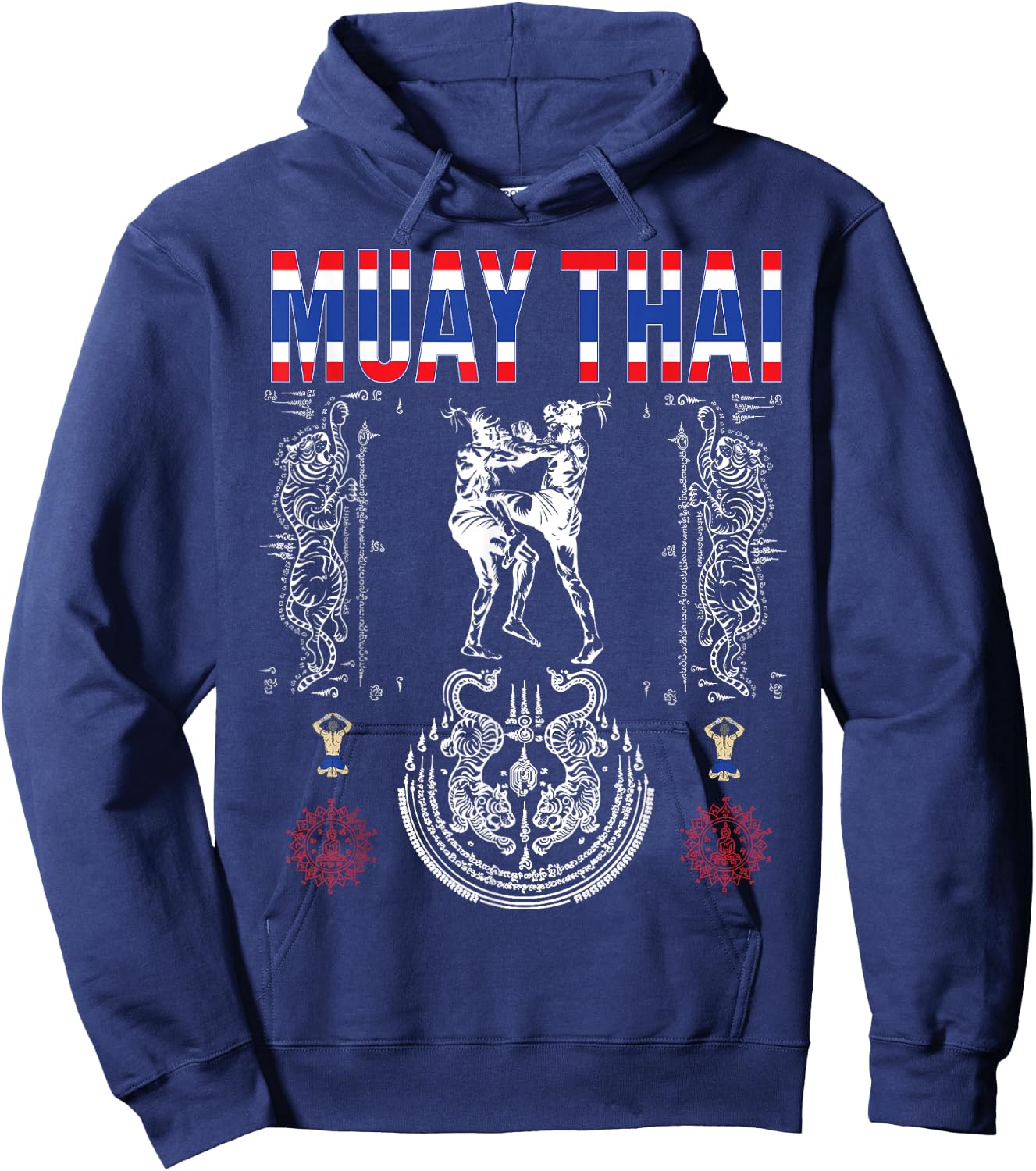 Sawadee thai traditional sak yant thai twin tiger muay thai Hoodie - Hoodie | Navy
