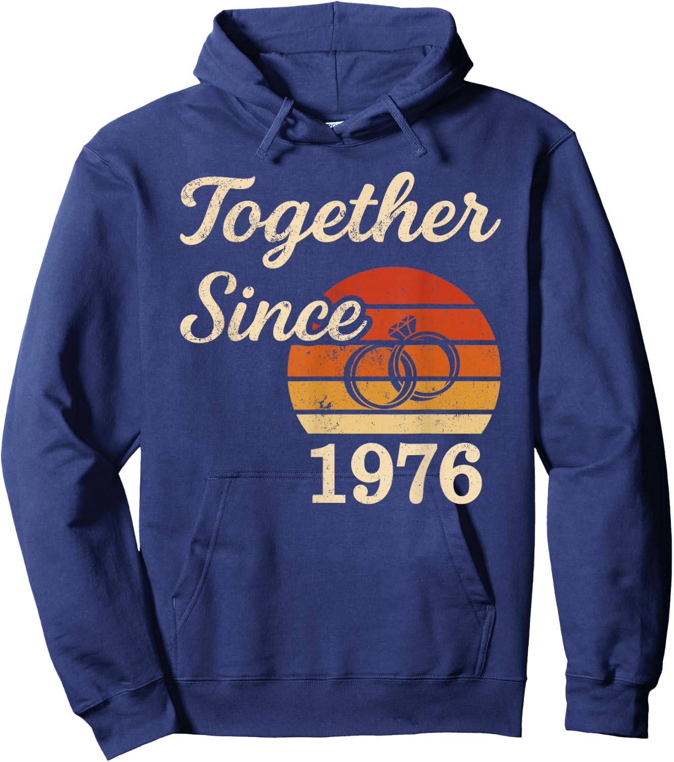 Vintage Sunset Together Since 1976 50th Wedding Anniversary Hoodie - Hoodie | Navy