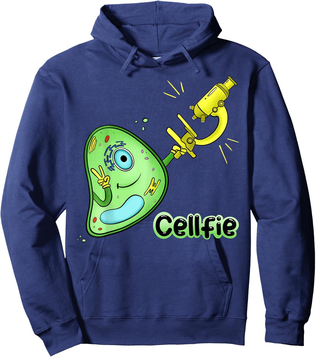 Cellfie Science Joke Biology Cell & Microscope Selfie Pun Hoodie - Hoodie | Navy