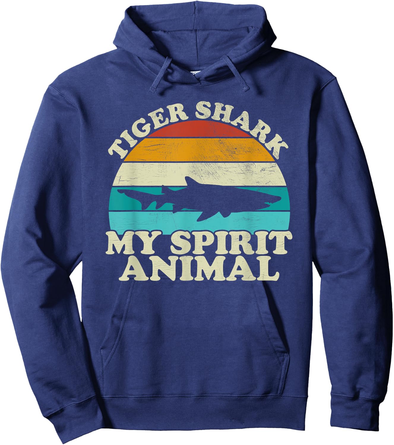 Tiger Shark My Spirit Animal - Vintage Fish Fishing Hoodie - Hoodie | Navy
