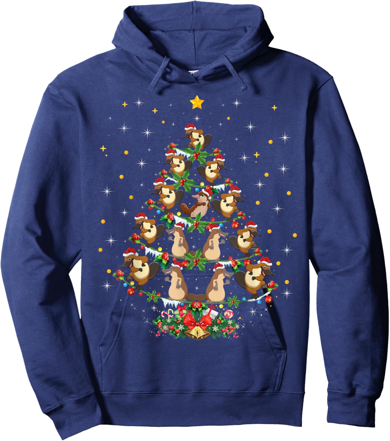 Platypus Christmas Gift Santa Hat Platypus Christmas Hoodie - Hoodie | Navy