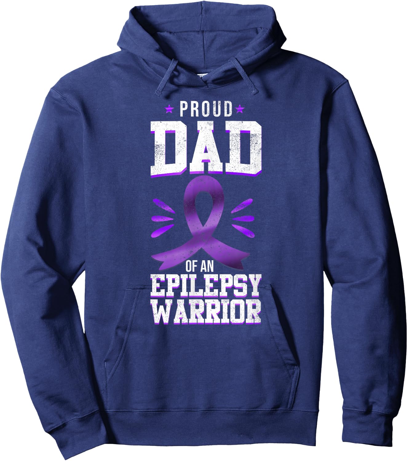 Epilepsy Awareness Ribbon Proud Dad Of An Epilepsy Warrior Hoodie - Hoodie | Navy
