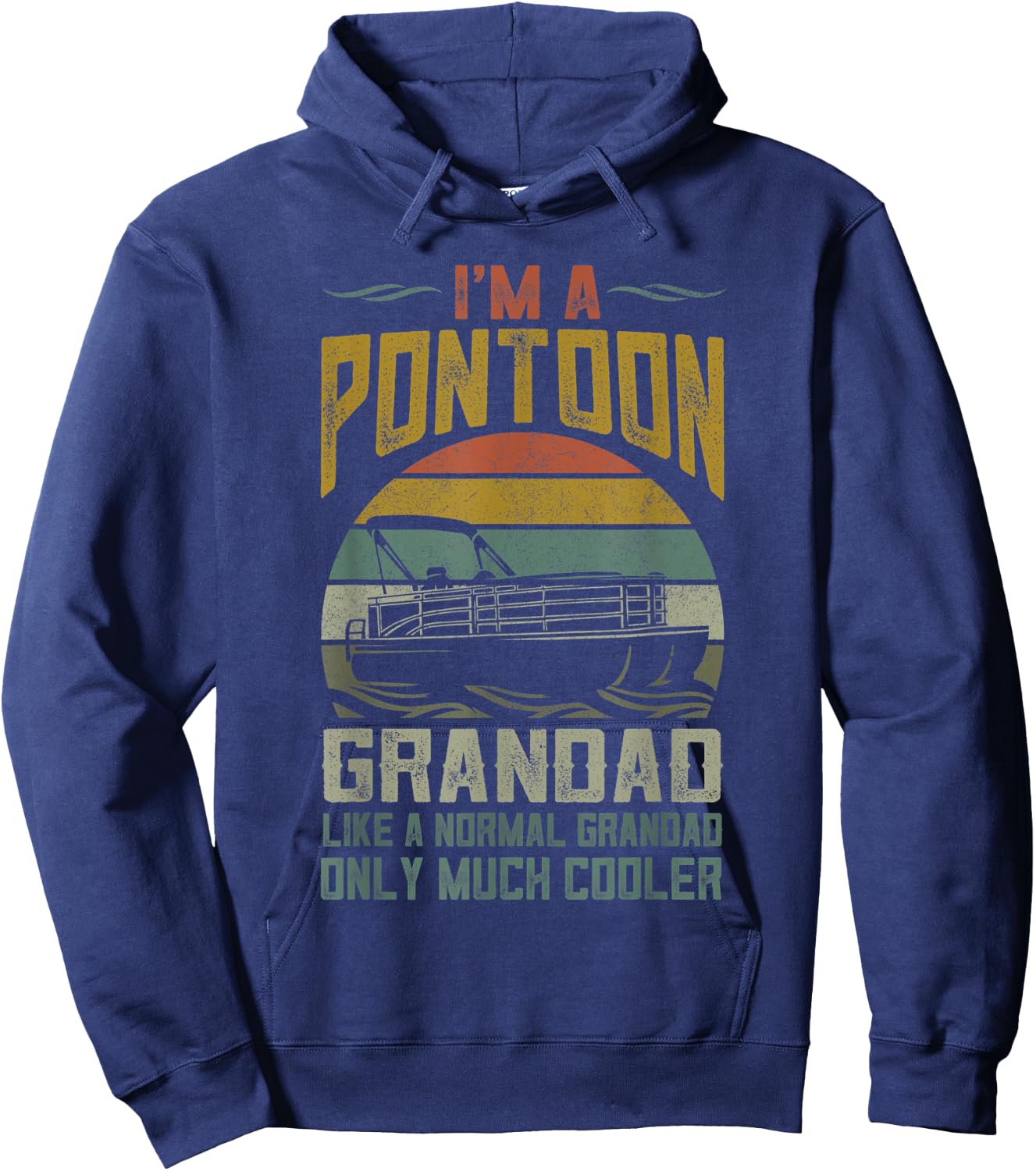 Pontoon Boat Grandad Men Apparel Fathers Day Boating Captain Hoodie - Hoodie | Navy