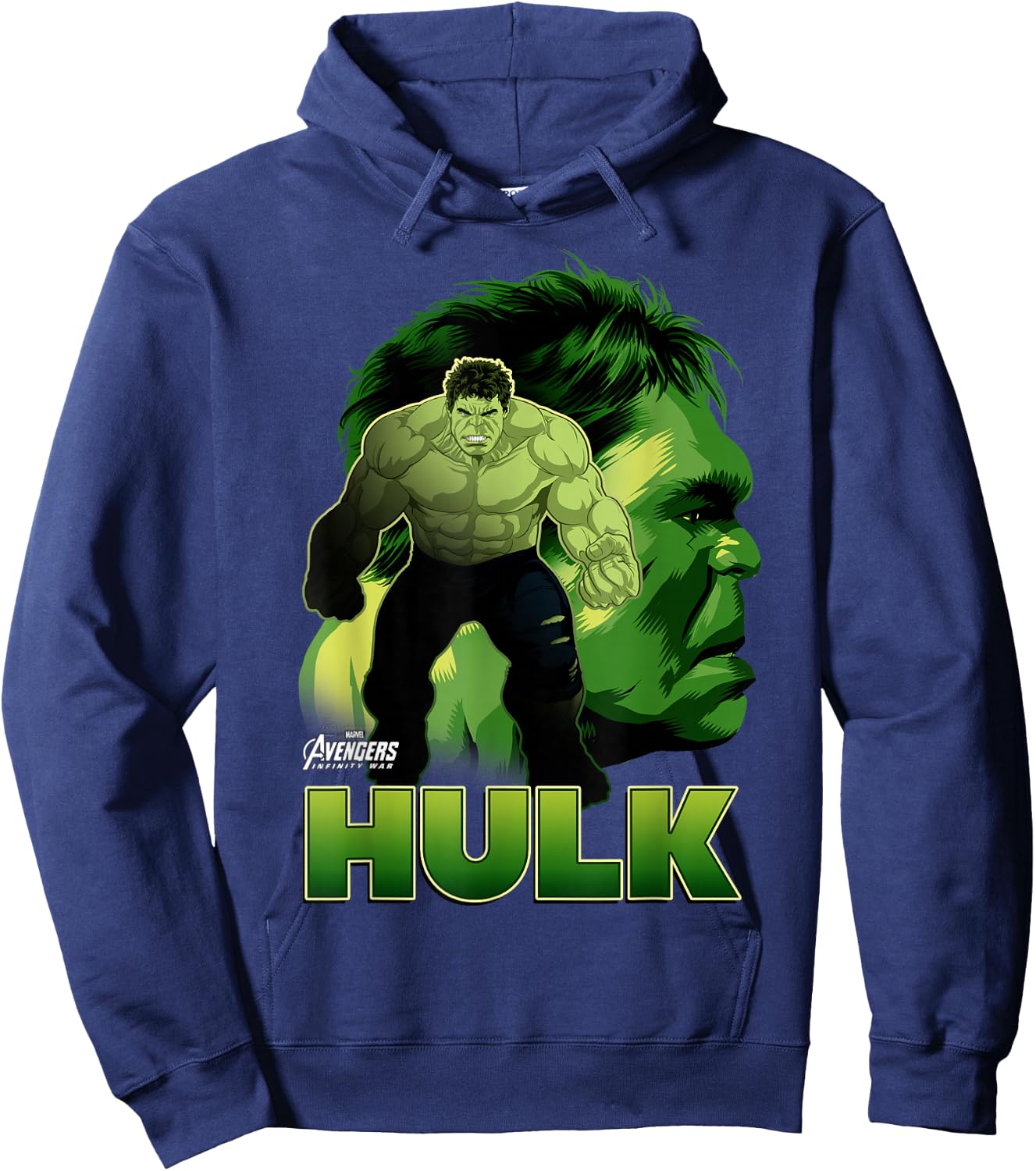 Marvel Infinity War Hulk Big Head Profile Graphic Hoodie - Hoodie | Navy