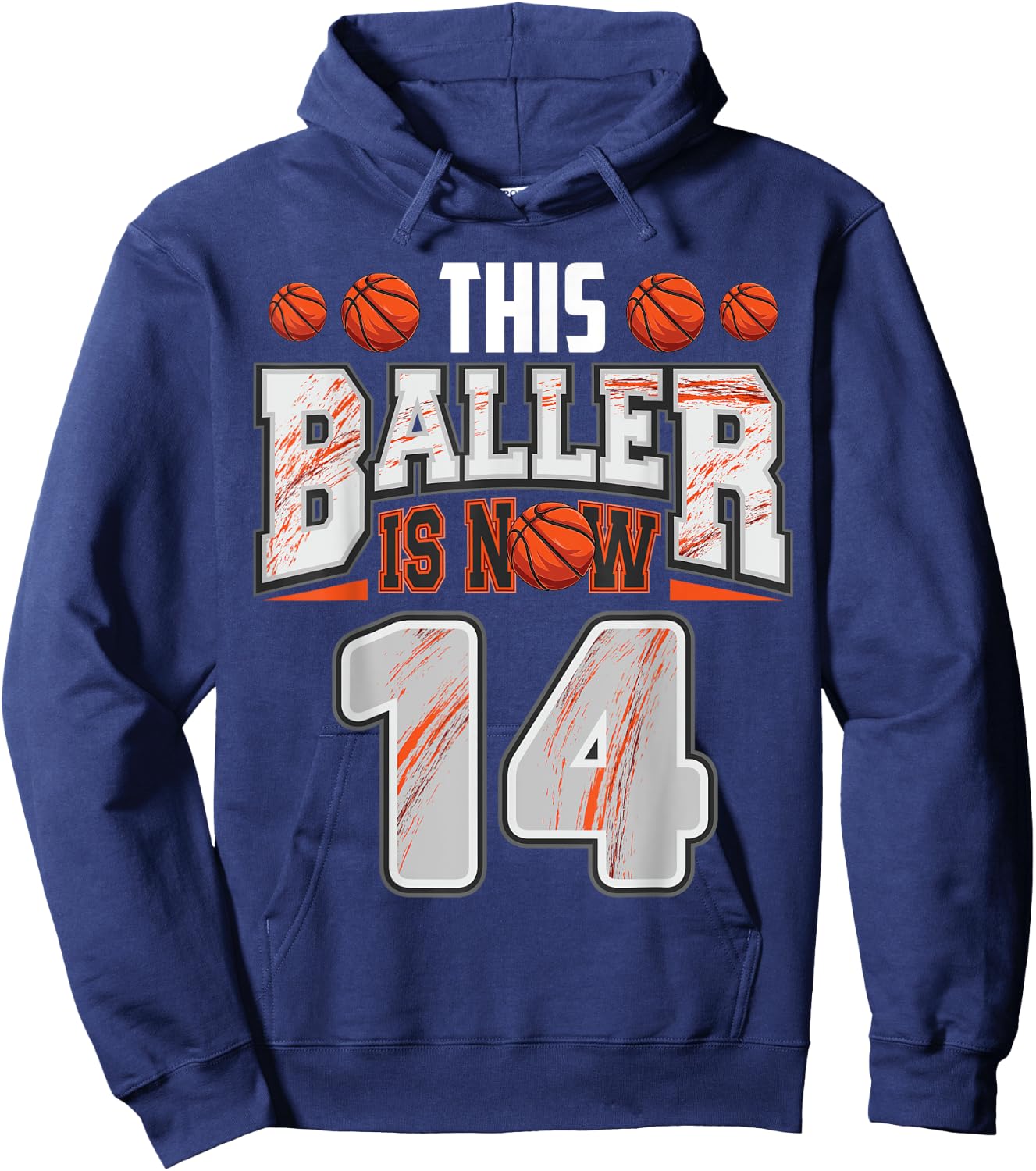 Basketball player 14 Years Old Boy Basketball 14th Birthday Hoodie - Hoodie | Navy