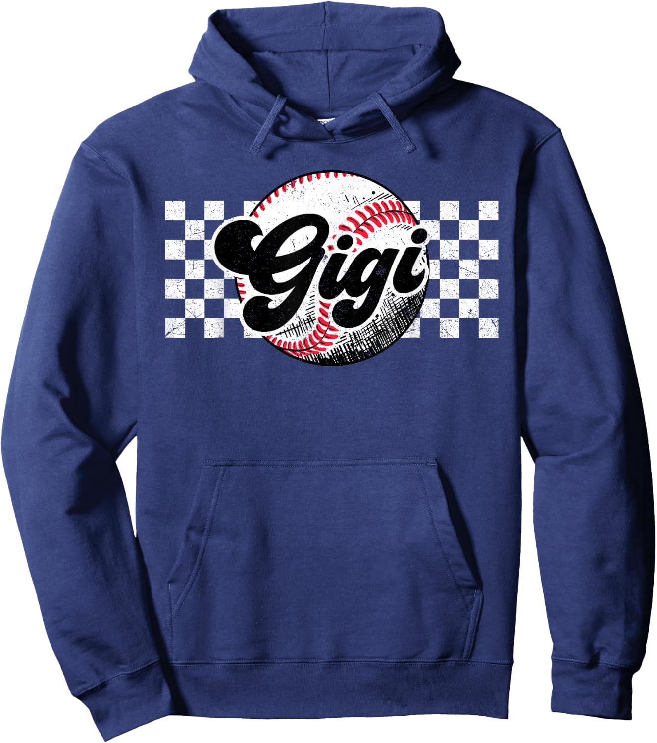 Baseball Gigi T-Ball Gigi Retro Checkered Vintage Family Hoodie - Hoodie | Navy