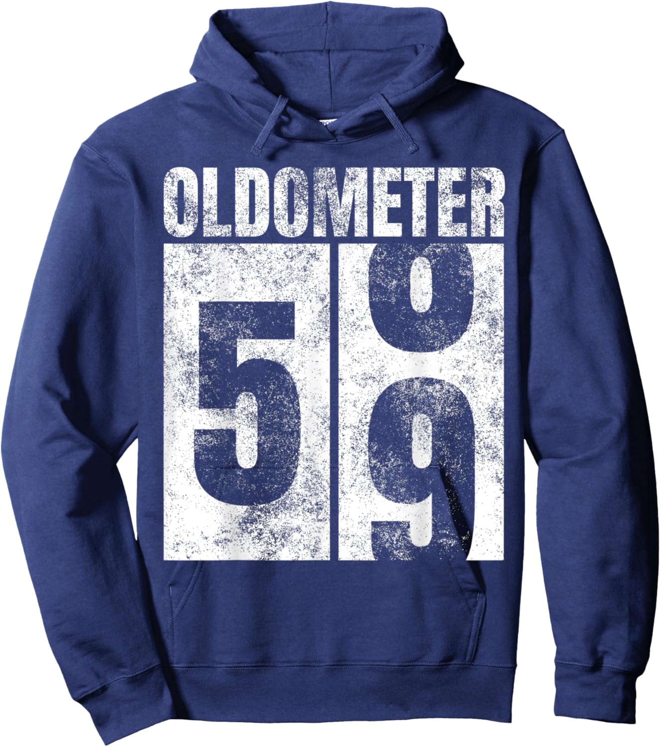 Oldometer 58-59 yrs old Man Woman Bday Graphic 59th Birthday Hoodie - Hoodie | Navy
