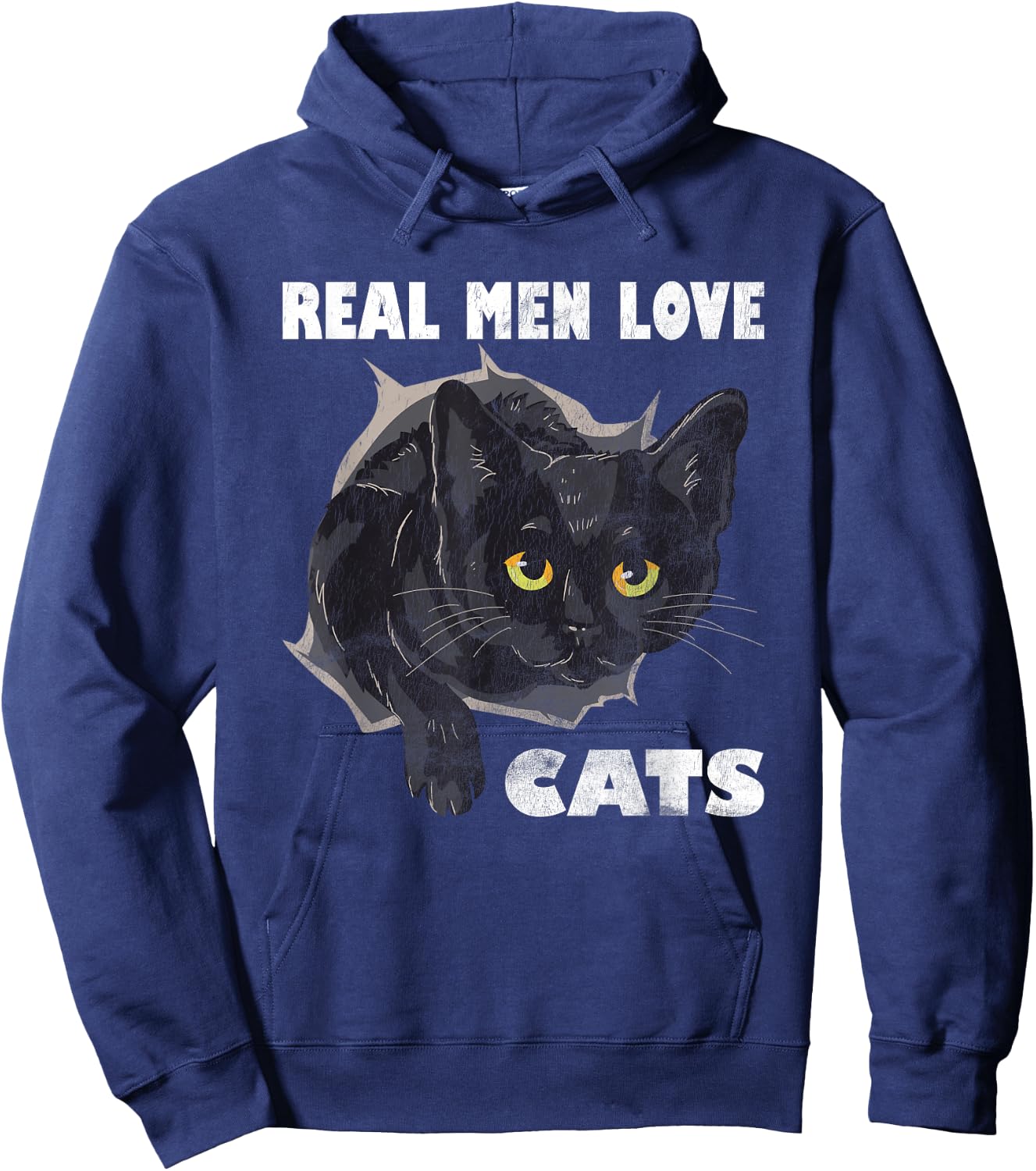 Real Men Love Cat Cats Lover Fathers Day Idea Hoodie - Hoodie | Navy