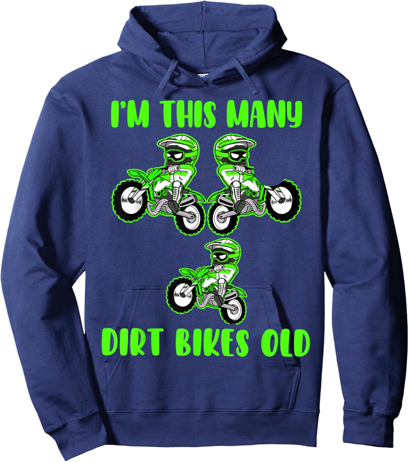 I'm This Many Dirt Bikes 3 Year Old 3rd Birthday Motocross Hoodie - Hoodie | Navy