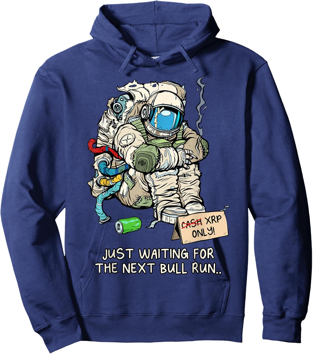 Cryptocurrency Talk - Broke Astronaut Hodling XRP Hoodie - Hoodie | Navy