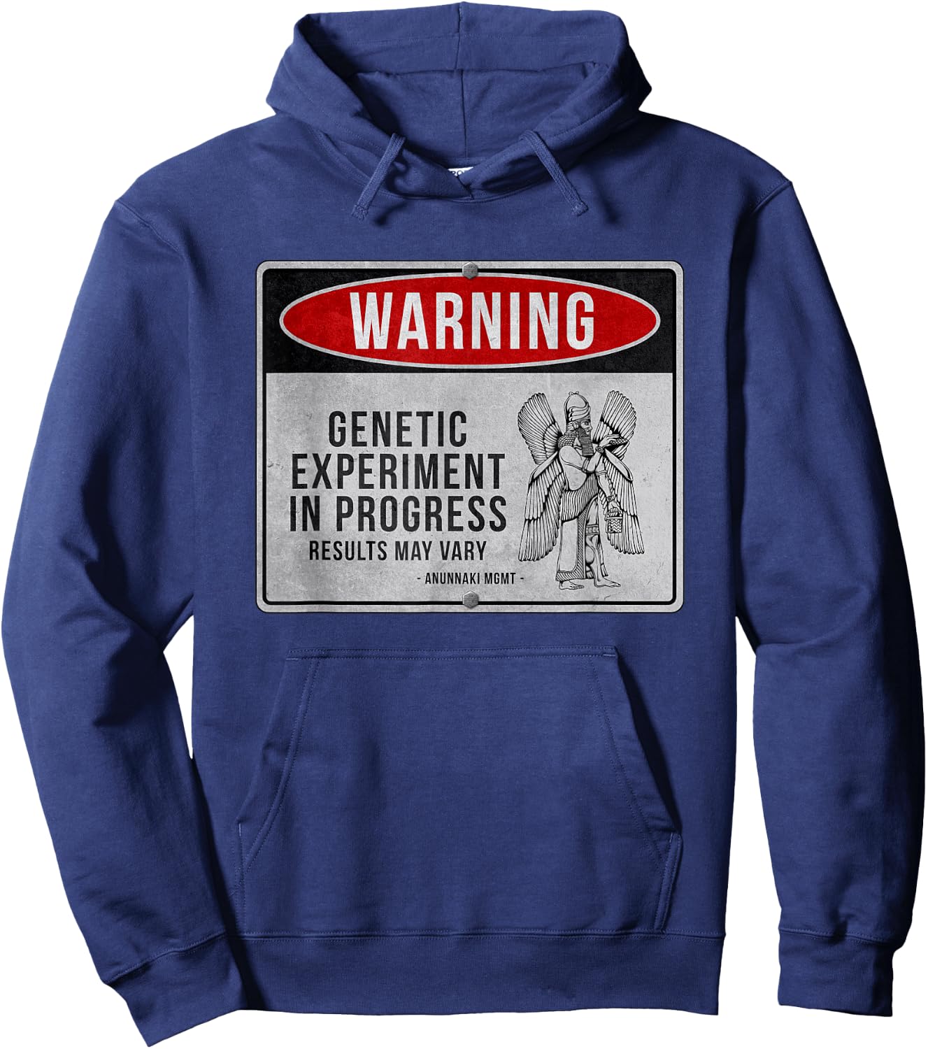 Funny Anunnaki Warning Sign - Genetic Experiment In Progress Hoodie - Hoodie | Navy