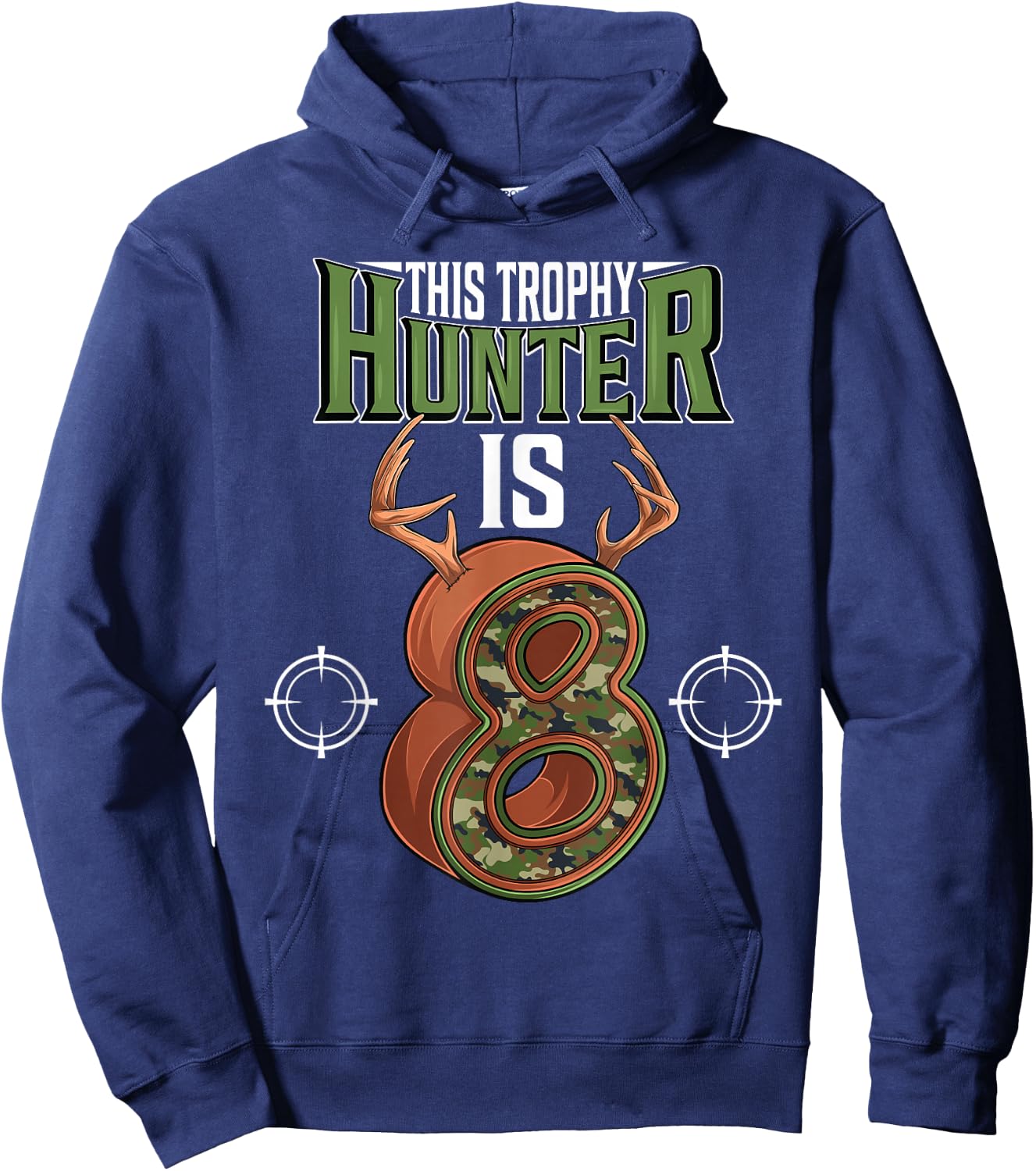 8 Year Old Hunting 8th Birthday Party Deer Hunter Hoodie - Hoodie | Navy