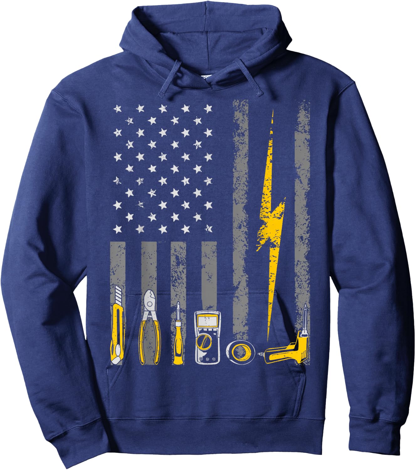 Electrician US Flag Tools Patriotic Job Wire Strippers Hoodie - Hoodie | Navy