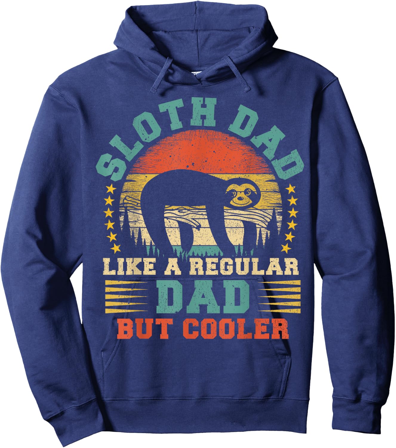 Vintage Sloth Dad Like A Regular Dad Sloth Father's Day Hoodie - Hoodie | Navy