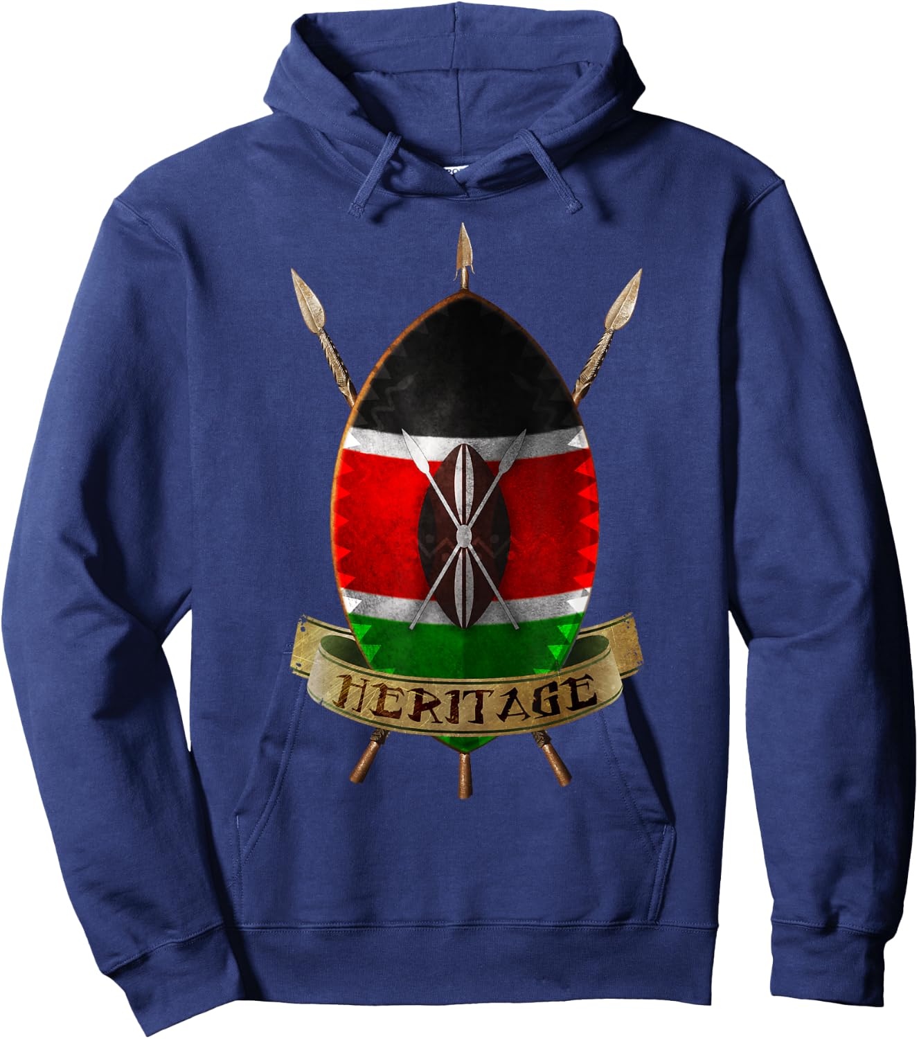 Kenya Flag Shirt Kenyan Shield Design Hoodie - Hoodie | Navy