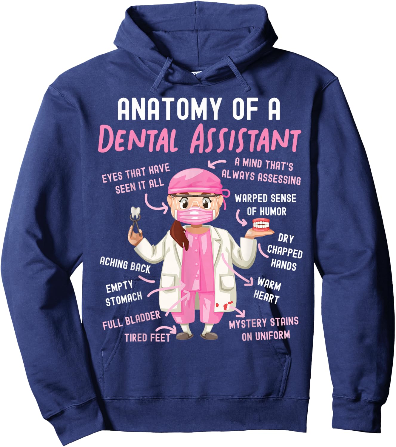 Dental Assistant Anatomy Hoodie - Hoodie | Navy