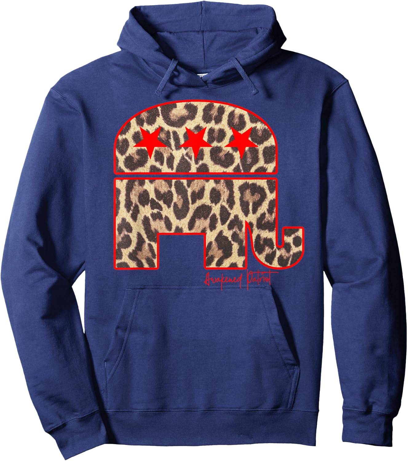 Cute Republican Elephant Leopard Print Conservative Patriot Hoodie - Hoodie | Navy