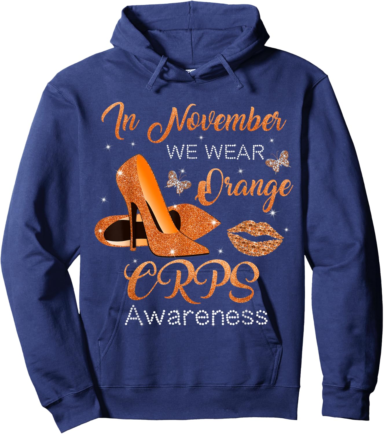 In November We Wear Orange High Heels Shoes CRPS Awareness Hoodie - Hoodie | Navy