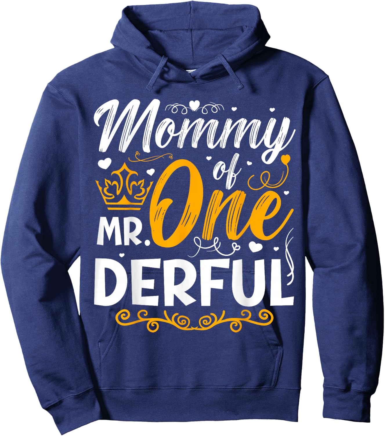 Mommy of Mr One Derful Party Matching Family 1st Birthday Hoodie - Hoodie | Navy