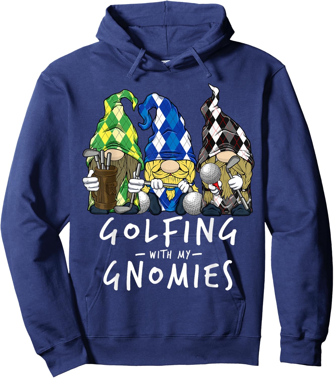 Golf Gnomes Golfing with My Gnomies for Golfer Men Women Hoodie - Hoodie | Navy