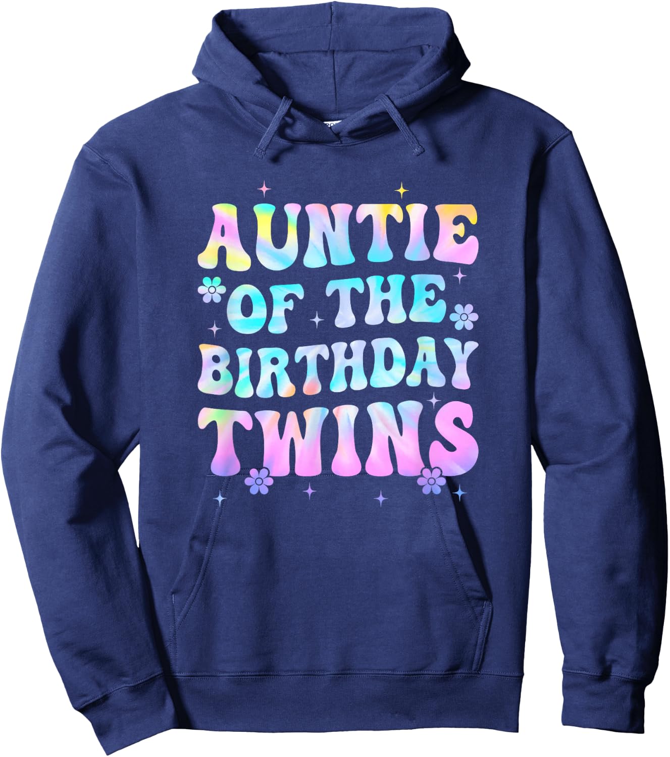 Auntie of The Birthday Twins Girls Kids Party Retro Bday Hoodie - Hoodie | Navy