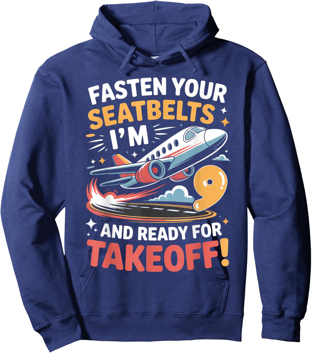 9th Birthday Airplane Take Off Boys Kids 9 Bday Funny Plane Hoodie - Hoodie | Navy
